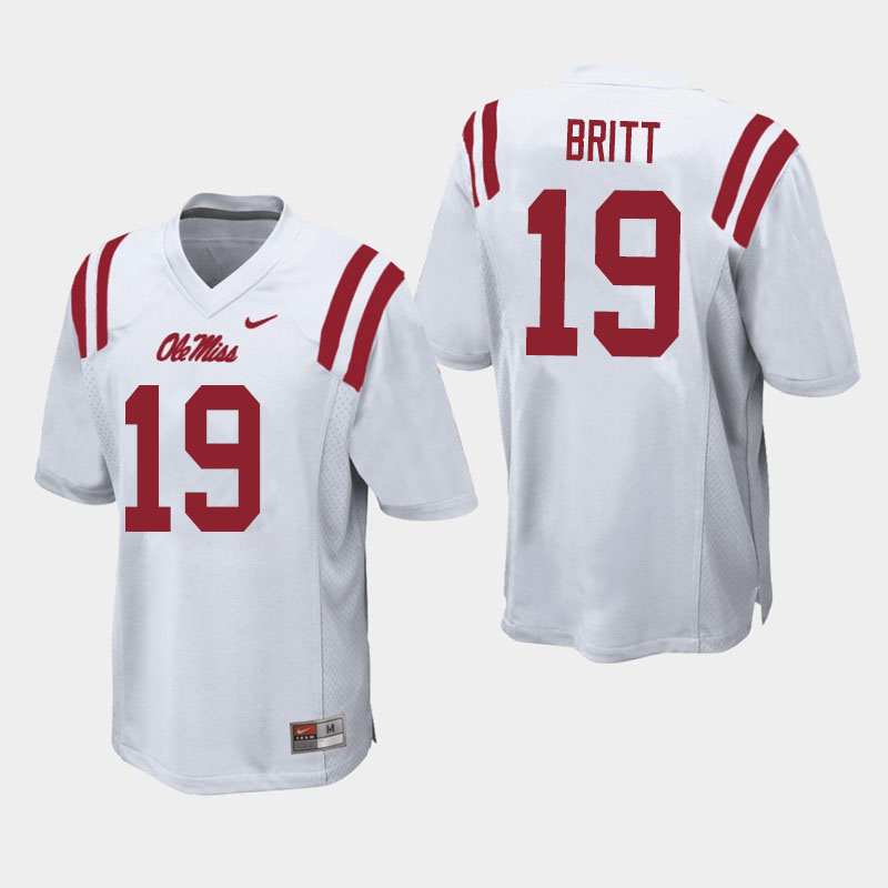 Marc Britt Ole Miss Rebels NCAA Men's White #19 Stitched Limited College Football Jersey LPG1158XQ